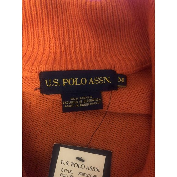 U.S. Polo Assn Sweater  Women  Medium Orange Solid Pull Over Zip Up - Picture 4 of 4